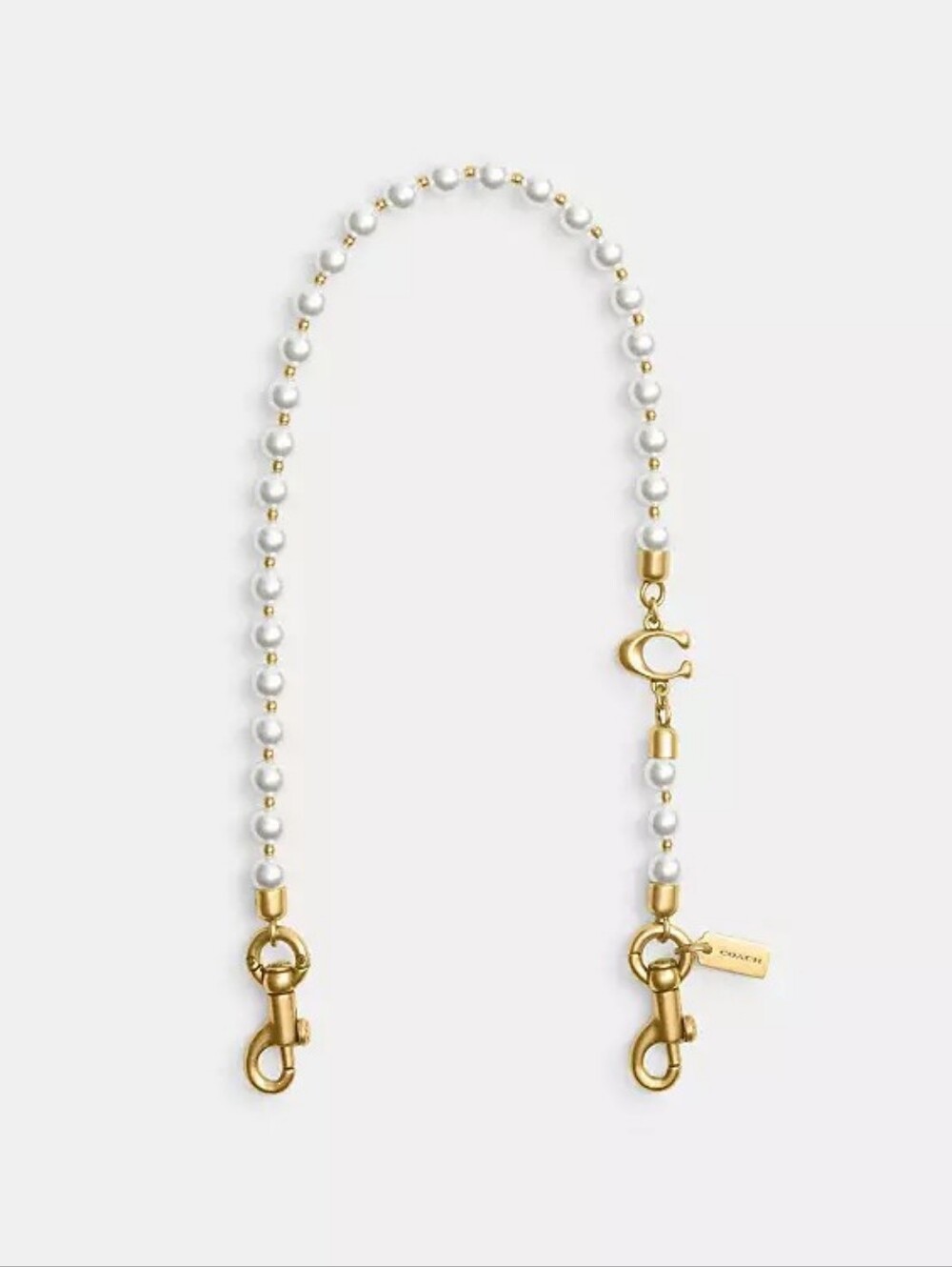 NWT! Pearl Beaded Gold-Trim Bag Strap - COACH